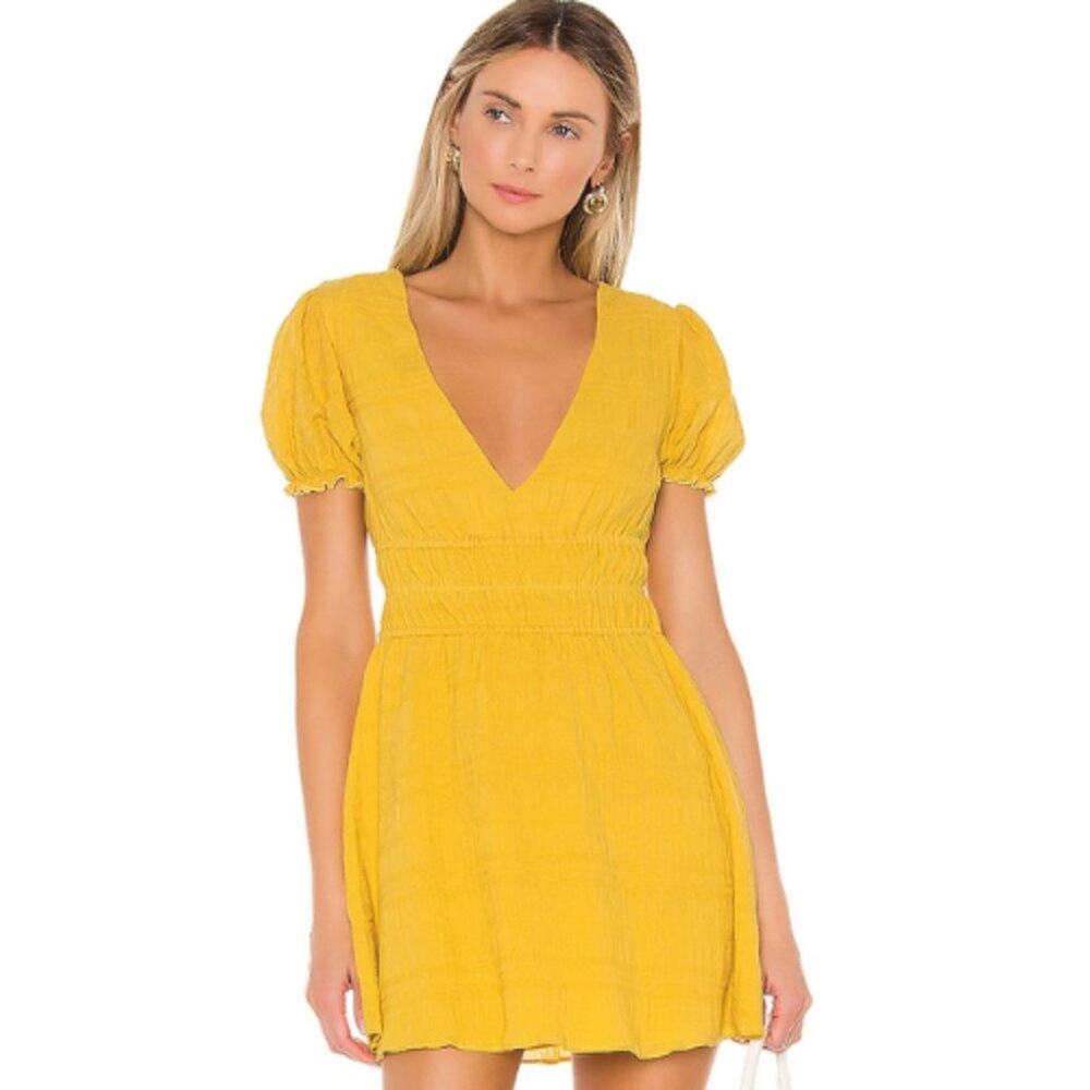 Privacy Please Lilah Mini Dress in Golden Yellow NWOT Size Small